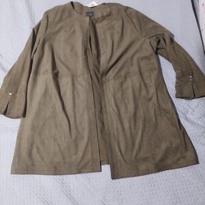 The Limited Olive Open-Front Trench Coat